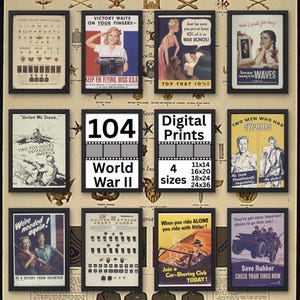Vintage WW2 propaganda 104 digital prints printables ready to print US History 300 DPI