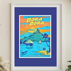 Bora Bora printable, Tahiti, French Polynesia, digital download set of 3 in three sizes