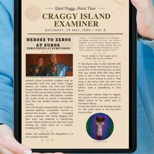 Craggy Island Examiner Newspaper Front Page Fr Ted digital print 220 x 297mm downloadable My Lovely Horse pdf