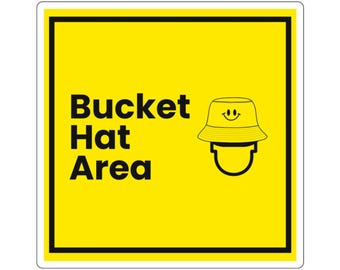 Bucket Hat Area Sticker | Yellow Square Vinyl Sticker