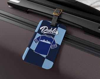 Dublin Jersey Skyline Luggage Tag | Blue Checkered Travel ID