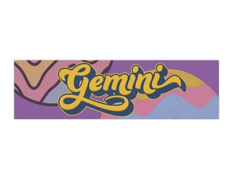 Gemini script retro wave bumper sticker | Zodiac sign decal
