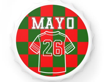 Mayo 26 Jersey Checkerboard Bottle Opener | Soccer Fan Barware