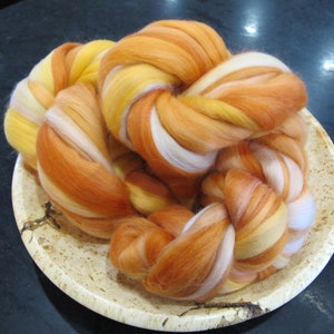 Roving, Merino Wool Roving, Luxurious Super Fine 19 micron - Mango