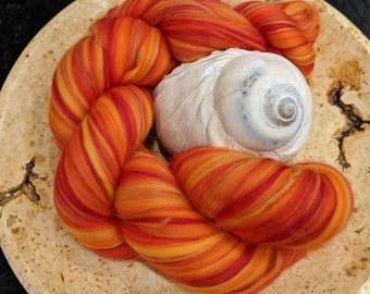 Roving - Merino Wool,  Super Fine 19 micron, Luxurious Merino Wool Roving - Sicilian Oranges