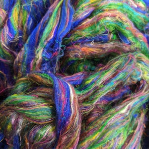 Sari Silk Roving, Recycled Sari Silk - Forest River