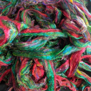 Sari Silk Roving, Recycled Sari Silk - Anthurium