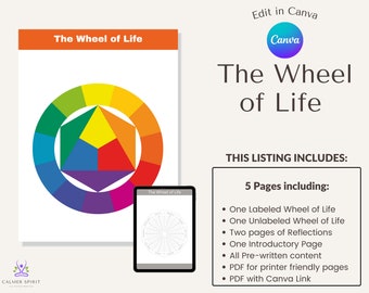Wheel Of Life Template | Canva Template | Coaches Template | Instant Download
