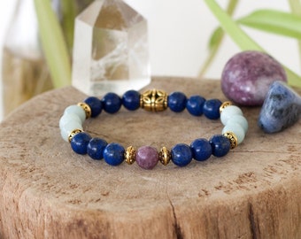 Anxiety Bracelet | Free From Overthinking | Rhodonite | Lapis Lazuli Crystals | Amazonite Gemstones | Anxiety Relief | Calming Bracelet