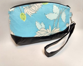 Clematis Wristlet Clutch Blue Chic Floral