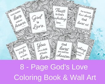 God's Love - Scripture Coloring Pages - Bible Verse Coloring Pages Printable Adult Coloring Book Instant Download