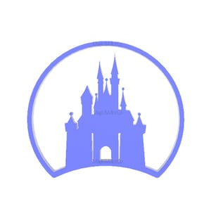 May include: A blue silhouette of a castle with multiple towers inside a white circle with the text "Magic&MiceCo" on the top and bottom of the circle.