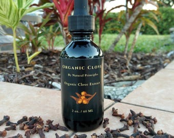 Potent Organic Clove Tincture 2 oz: Pure Extract and Highly Concentrated.