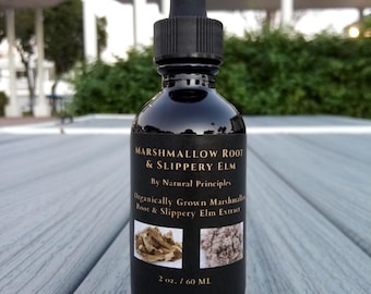 Marshmallow Root & Slippery Elm Organic Extract. Rich in Nutrients and Mucilage. 2 oz