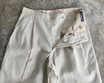 Size 28x31 Archive 1980’s Issey Miyake Vintage Pleated  Linen Baggy Trouser Pants