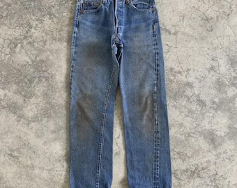 Size 26x30 Vintage 70’s Levi's 501 Redline Denim Faded Stonewashed Blue Selvedge Distressed Dirty Jeans Top Button #6
