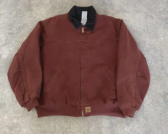 Vintage Carhartt Brown Santa Fe Embroidered Jacket J14 DKB Size