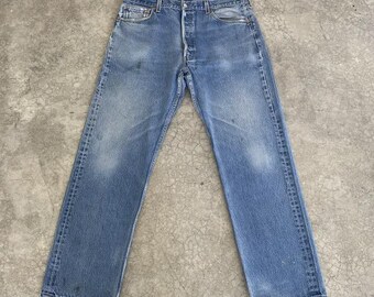 Size 36x30 Vintage Late 90’s Levis 501 Stonewashed Blue Denim Dirty Jeans