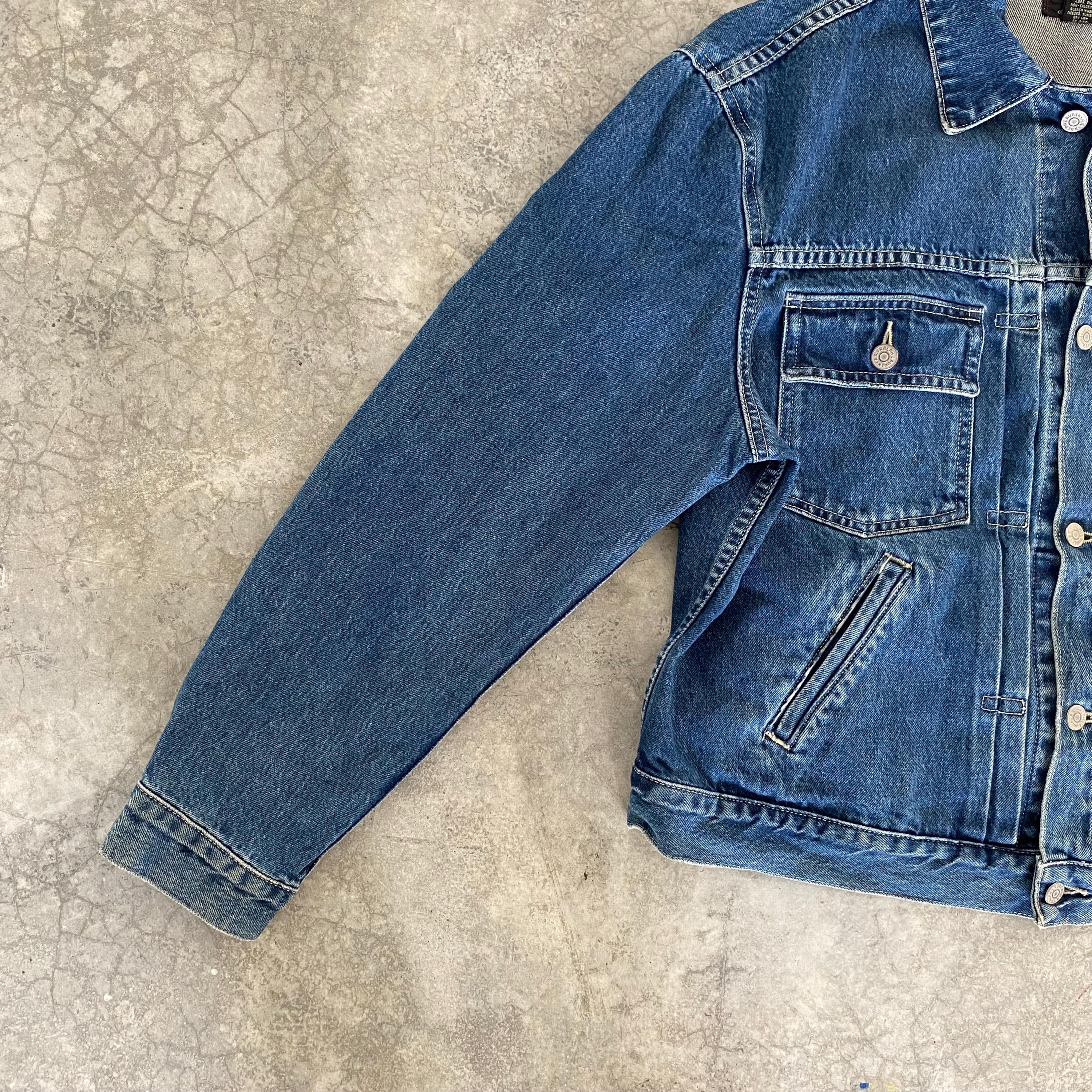 Vintage 90's RRL Ralph Lauren Buckle Back Pleated Denim Jacket XL