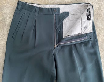 Size 33x29 Vintage 90’s Christian Dior Wool Gabardine Pleated Wide Trouser Pants