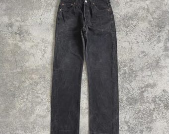 Size 29x32 Vintage 1997 90's Levi's 501 Faded Black Denim Distressed Jeans