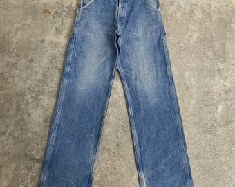 Size 32x33 Vintage Carhartt Faded Blue Carpenter Workwear Denim Work Jeans