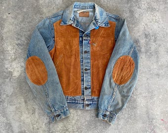 Chaqueta de camionero vintage Levi's X Sonic Lab con paneles desgastados y reconstruidos, talla M