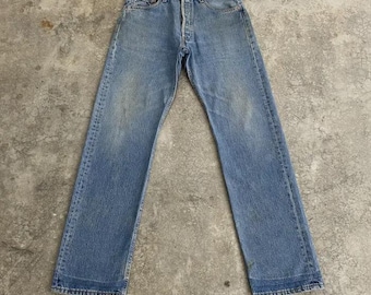 Size 31x32.5 Vintage 1997 90's Levis 501 Faded Stonewashed Blue Denim Dirty Jeans