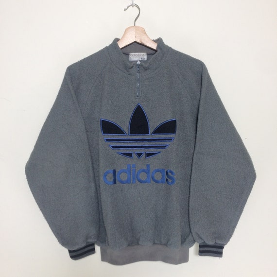 Vintage Adidas Trefoil 1/3 Zip Up Fleece Sweater … - image 2