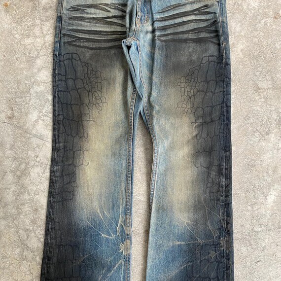パンツ 00s Fringe Studs Faded Flared Denim vkei il_fullxfull.7180178432_6xz8.jpg