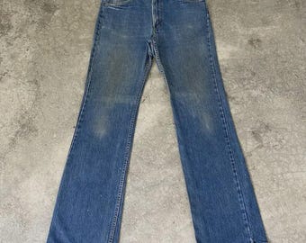Size 32x32 Vintage 90’s Levi's 517 Orange Tab Faded Blue Denim Bootcut  Distressed Flared Jeans