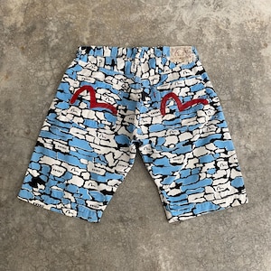 【極美品/即完売】EVISU ジャガード織 モノグラム デニムショーツ 31 Evisu デニムショーツ 極美品 即完売 EVISU ジャガード織 モノグラム