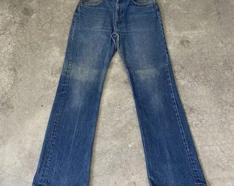 Size 32x31 Vintage 80’s Levi's 517 Faded Blue Denim Bootcut Distressed Flared Jeans