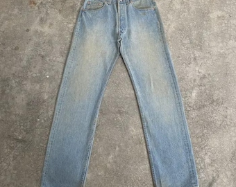 Size 30x32 Vintage 90's 1991 Levi's 501 Sanded Light Blue Denim Distressed Dirty Jeans
