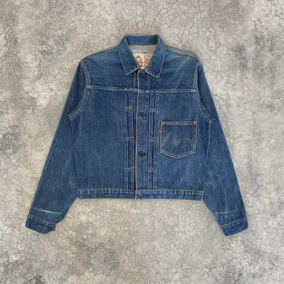 Evisu デニムジャケット　90s ビンテージ Vintage 90's Evis Evisu Daicock Type 1 Cinch Buckle Back Pleated