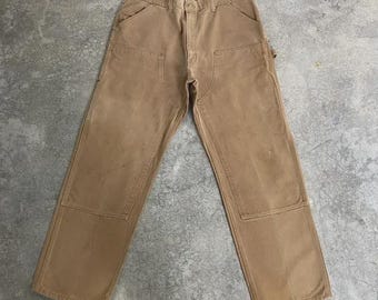 Size 38x30.5 Vintage Carhartt Double Knee Beige Workwear Carpenter Work Pants