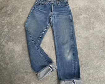 Größe 70x29,5 Vintage 70er 80er Levi's 501 Faded Stonewashed Blue Selvedge Denim Redline Jeans Top Button #524