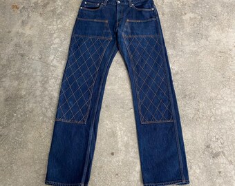 パンツ carhartt double knee damage denim Loose Straight Double-Front Denim Dungaree Pants - Work