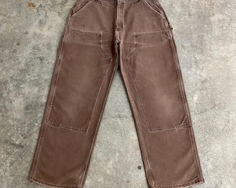 Vintage 1980s Carhartt Double Knee Work Pants Size 36 X 32 / Grey