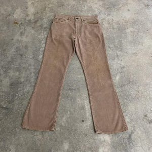 Size 32x30.5 Vintage 80’s Levi’s 517 Beige Talon 42 Corduroy Flared Jeans