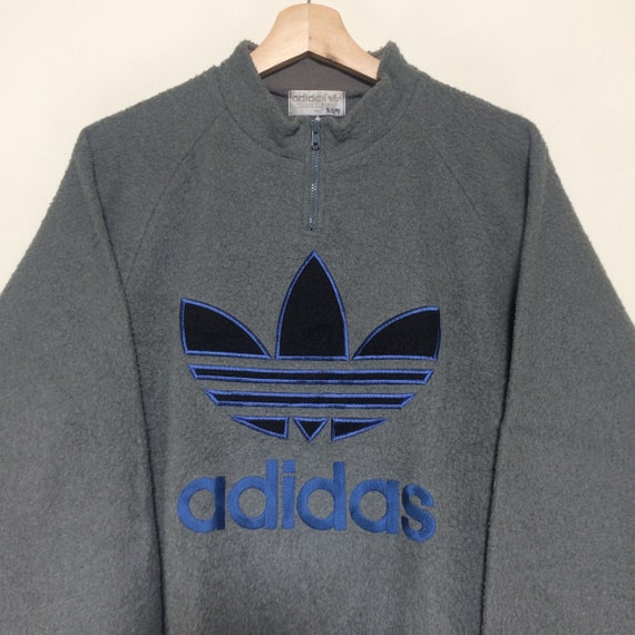 Vintage Adidas Trefoil 1/3 Zip Up Fleece Sweater … - image 3