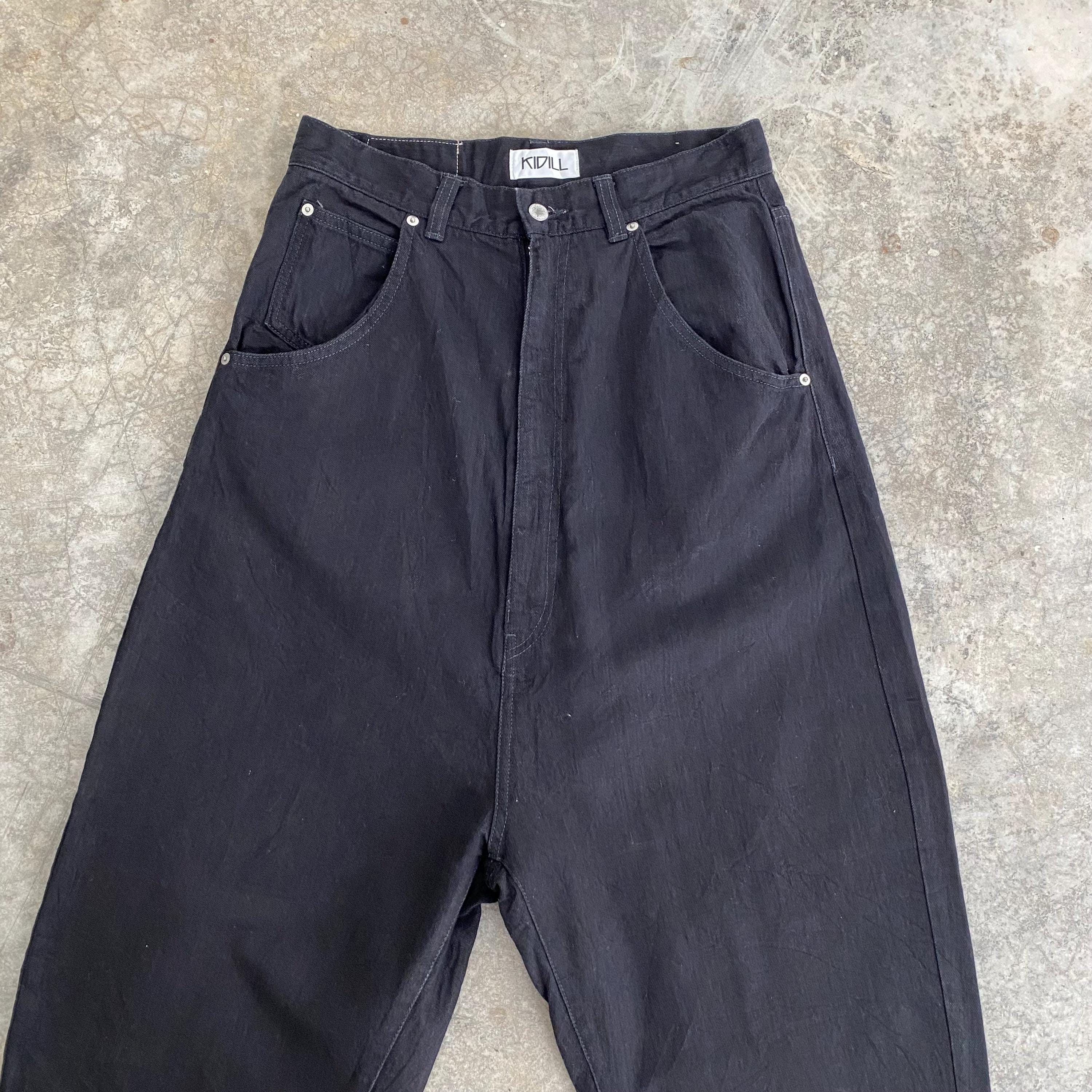 サイズ30 KIDILL KL132 ブラック ドロップクロッチ ワイドクロップド 