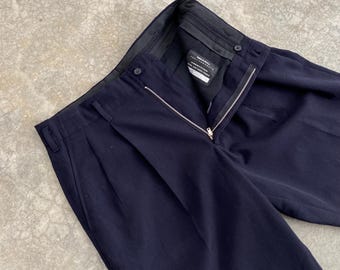 Pantalones vintage de mezcla de lana Yohji Yamamoto: pantalones holgados plisados de vanguardia