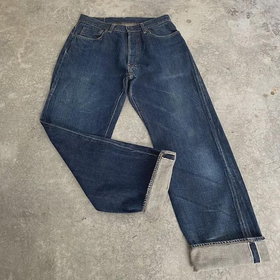 Size 31x32 5 Vintage Cushman 14oz Made in Japan Faded Indigo Wide Leg Denim Selvedge Jeans - Israel