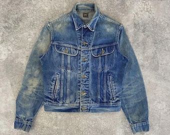 Vintage 80’s Lee Riders 220J Faded Blue Distressed Westerner Denim Jacket Size M