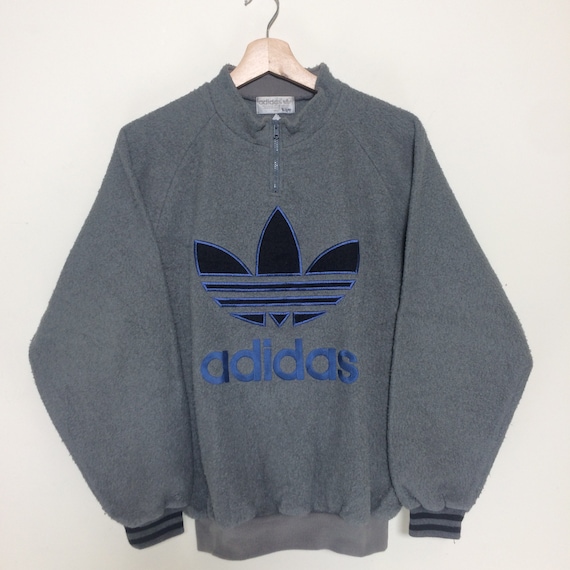 Vintage Adidas Trefoil 1/3 Zip Up Fleece Sweater … - image 1