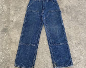 Size 34x31 Vintage 90's Carhartt Double Knee Stonewashed Blue Carpenter Workwear Denim Jeans