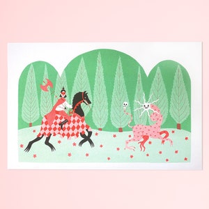 Following a Creepy Creature in the Woods Riso Print