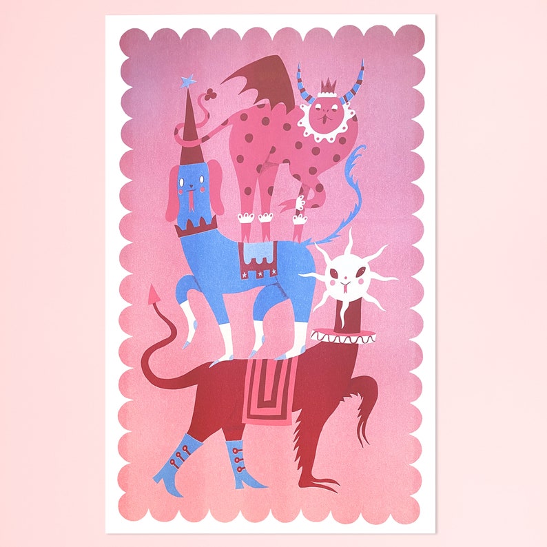 Three Friends Risograph Print image 1