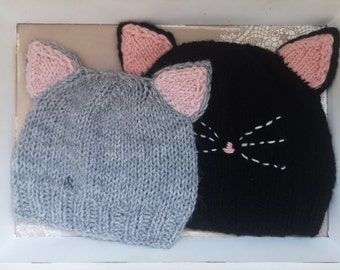 Baby Hat knitting pattern, Kitty Cat knitting Pattern, Baby Cat Hat Pattern, Easy Knitting Pattern